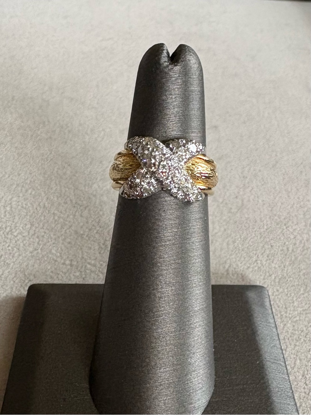 Tiffany& Co. Schlumberger Diamond Pavé X  Ring